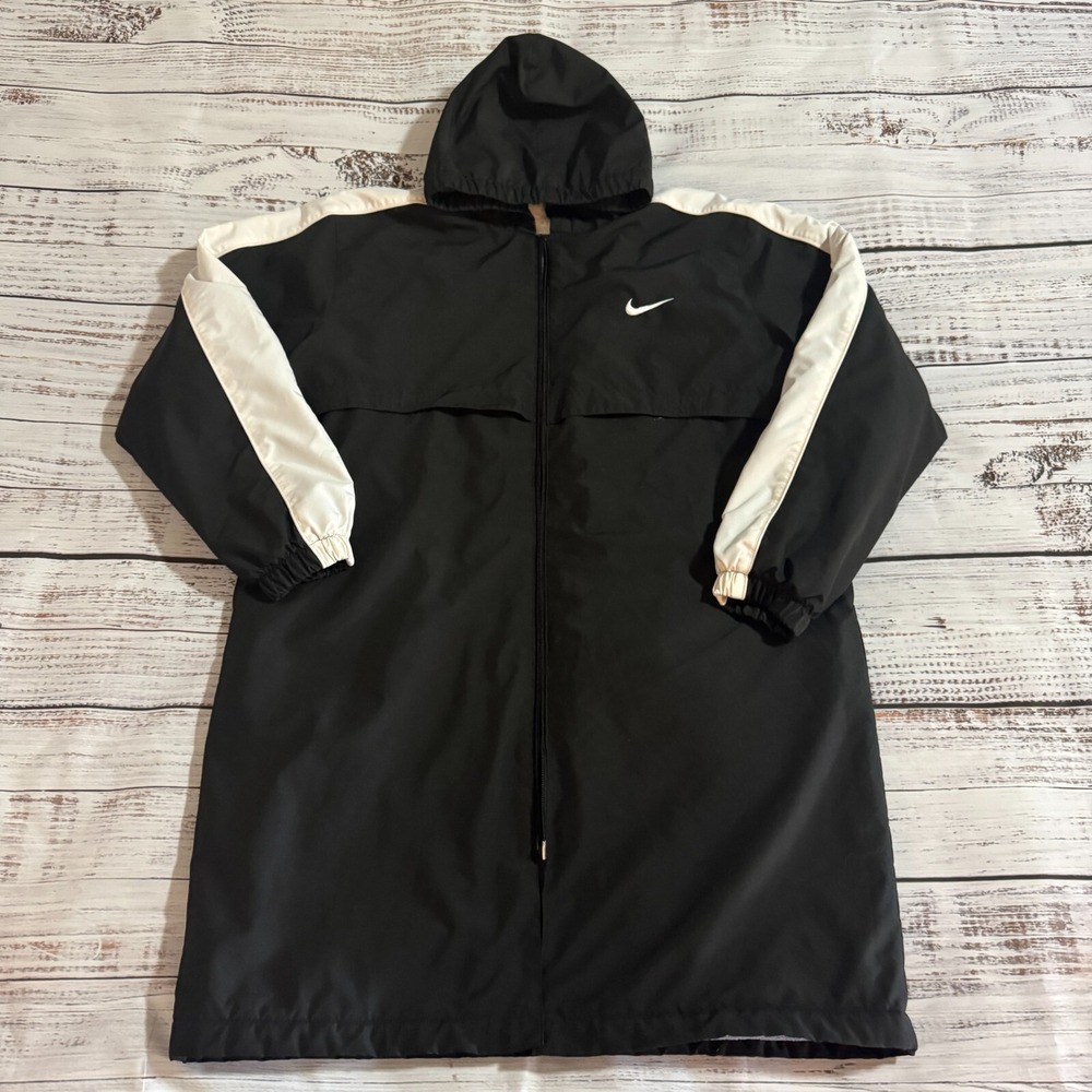 (BROKEN ZIPPER) Nike Long Jacket Trench Coat Black Women's Size Medium